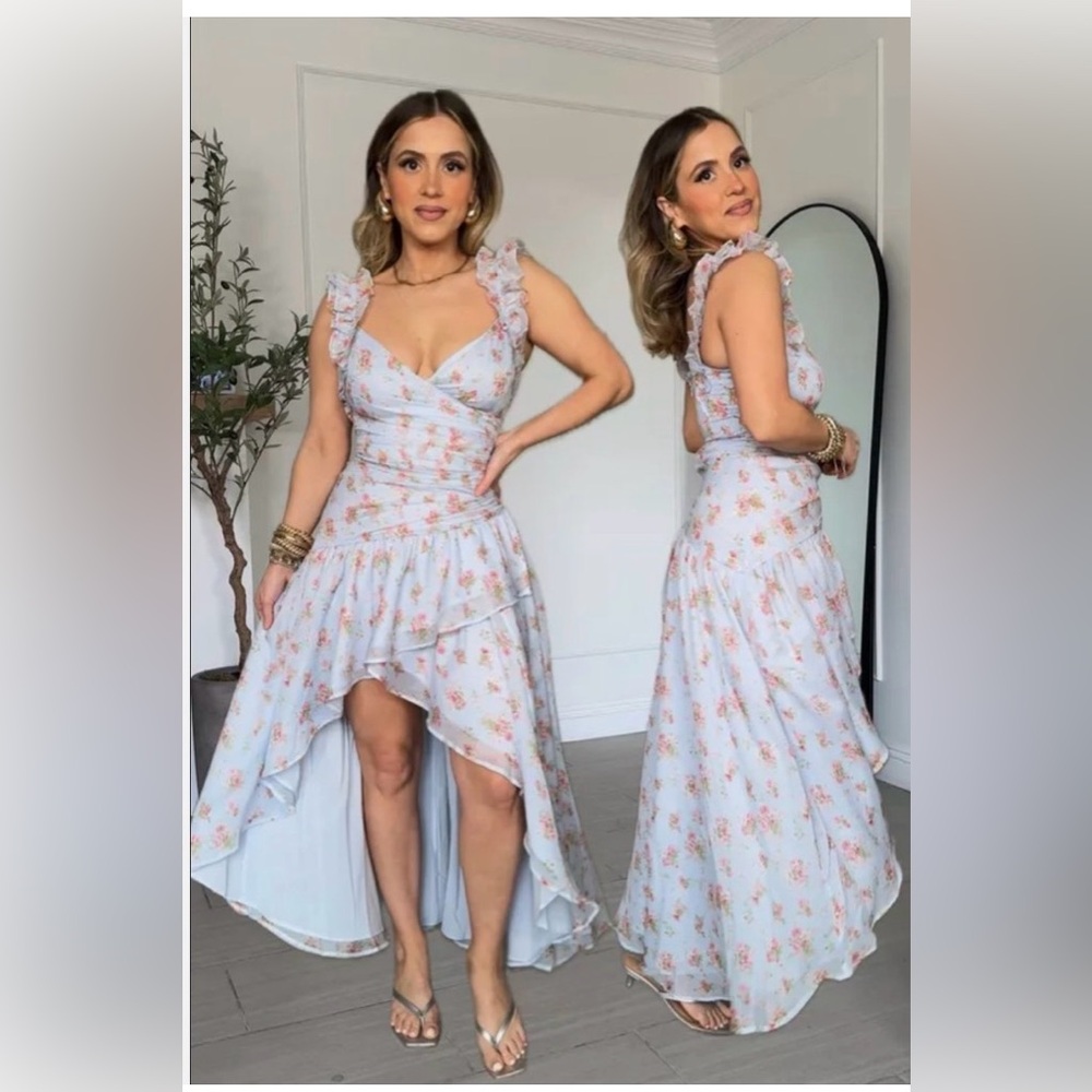 Abercrombie & Fitch Light Blue Floral Midi Dress